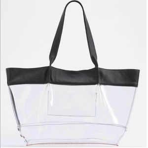 *Rare* Hammitt Clear Hermosa Beach Tote With Black Leather